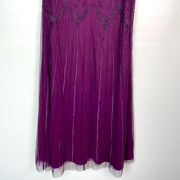 ADRIANNA PAPELL Womens Sequined Long Evening Gown Purple Size 8 - Picture 11 of 13